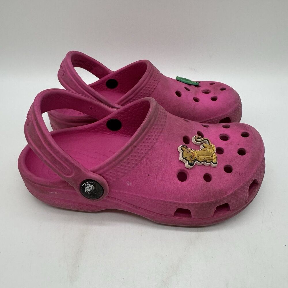 Crocs Iconic Comfort Hot Pink Clogs Girl's C 11 Beachcore Water Sandals Jibbitz